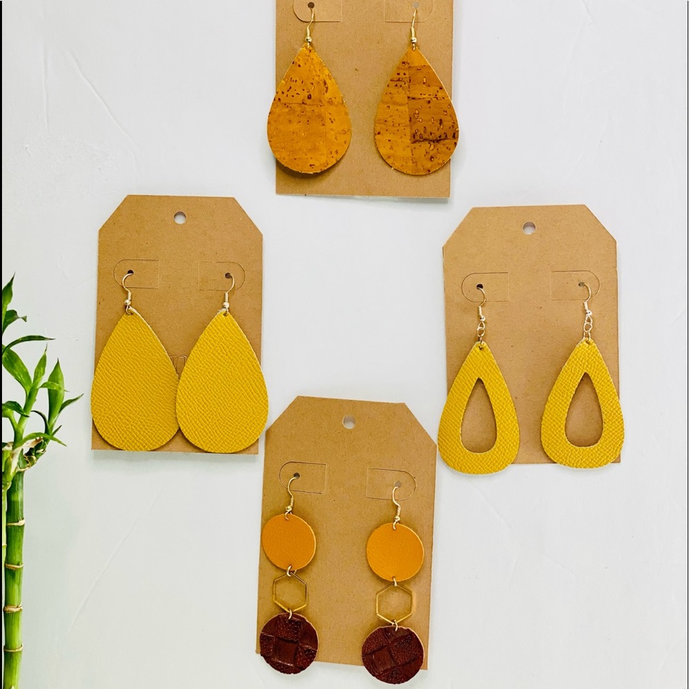 Leather earrings 4 pair